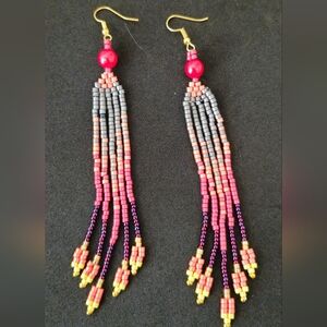 Colorful Beaded Tassel Earrings